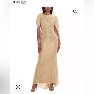 Gold metallic cape gown NEW